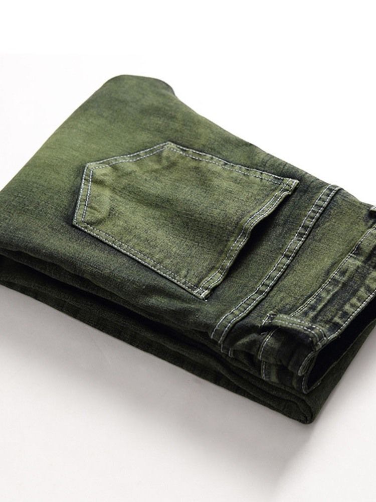 Rak Slitna Jeans Med Dragkedja I Mitten Av Midjan
