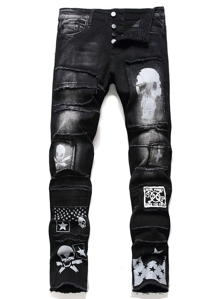Rak Tryck Casual Zipper Herrjeans