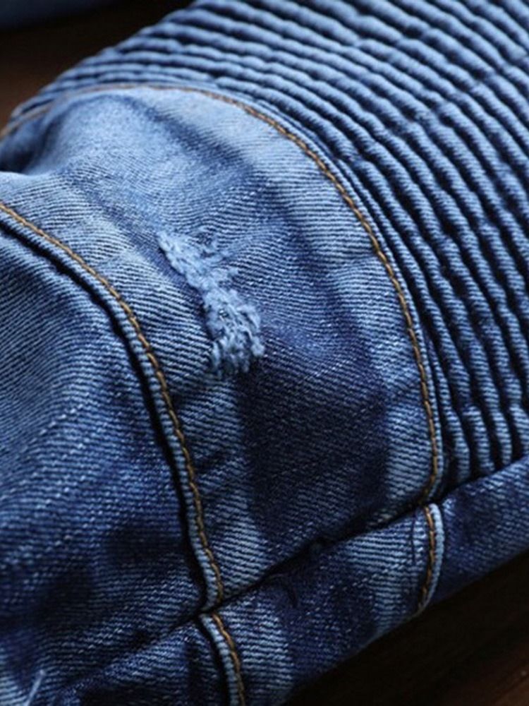 Rak Veckade Europeiska Herrjeans Med Mitten Av Midjan