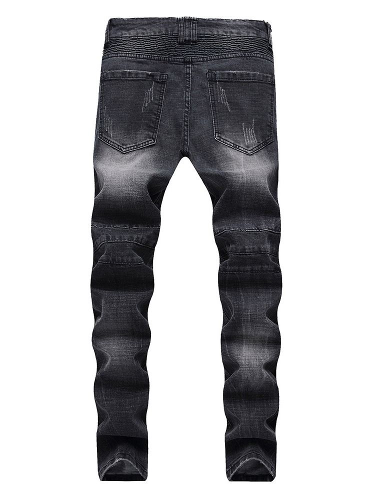 Rak Veckade Europeiska Herrjeans Med Mitten Av Midjan