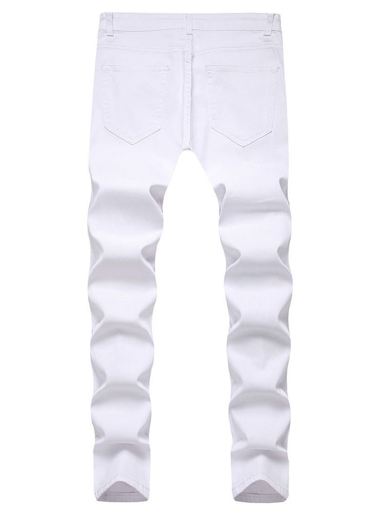 Raka Hål Jeans Med Dragkedja I Mitten Av Midjan