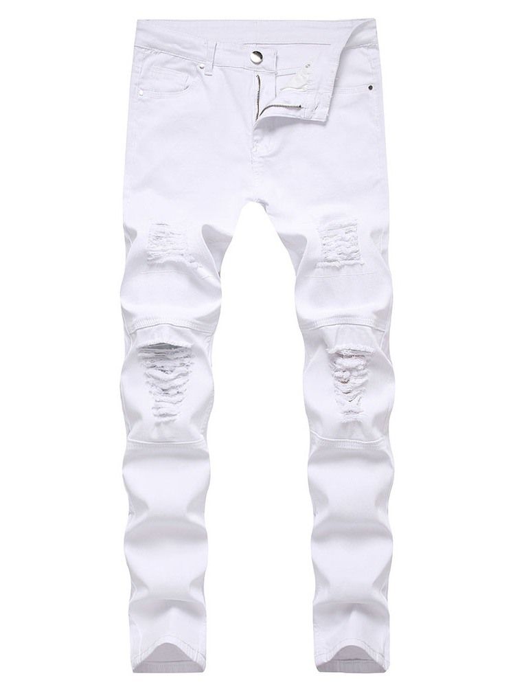 Raka Hål Jeans Med Dragkedja I Mitten Av Midjan