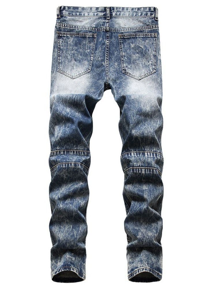 Raka Hål Mitt Midja Blixtlås Herrjeans
