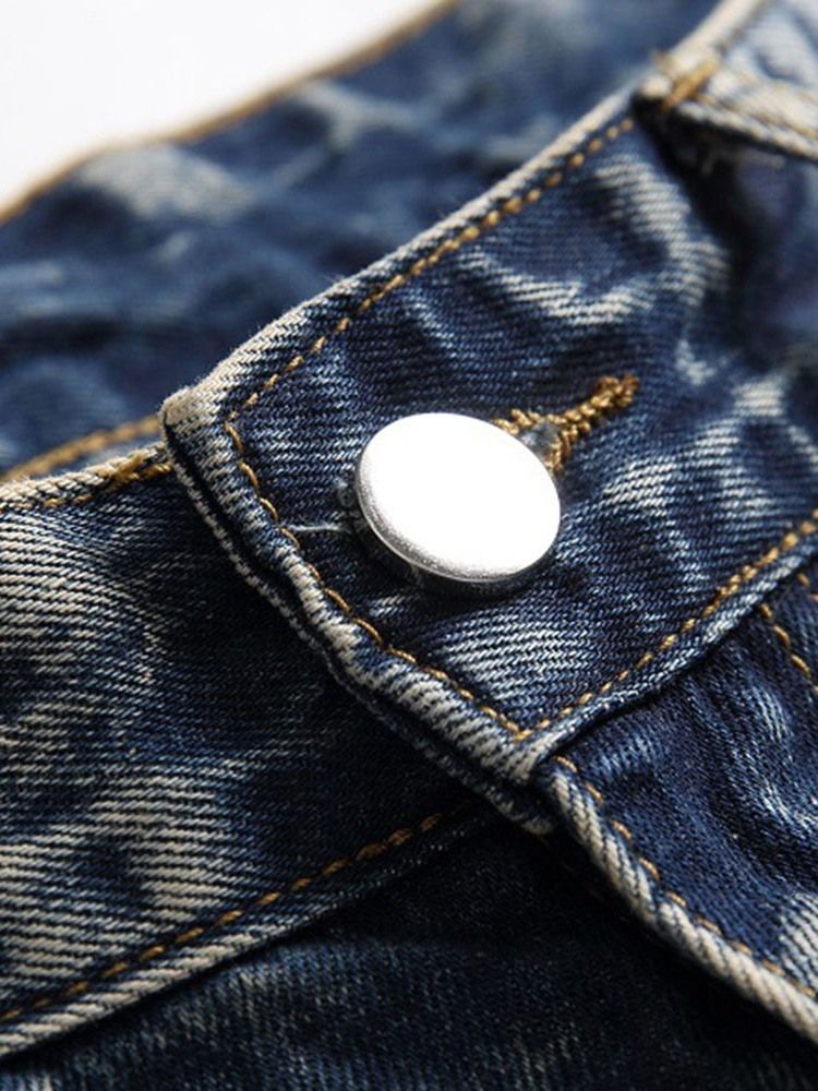 Raka Hål Mitt Midja Blixtlås Herrjeans