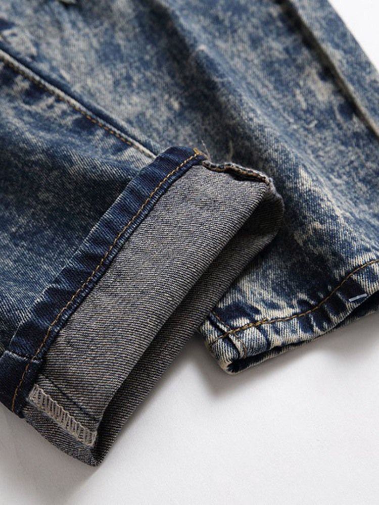 Raka Hål Mitt Midja Blixtlås Herrjeans