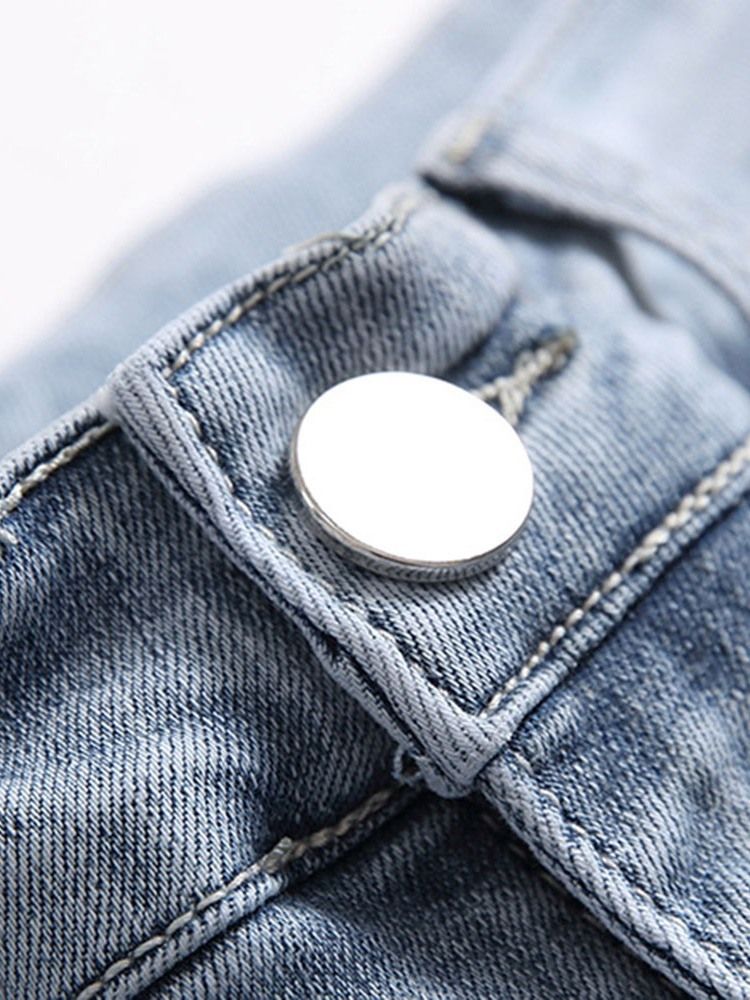 Skriv Ut Letter Zipper Casual Jeans