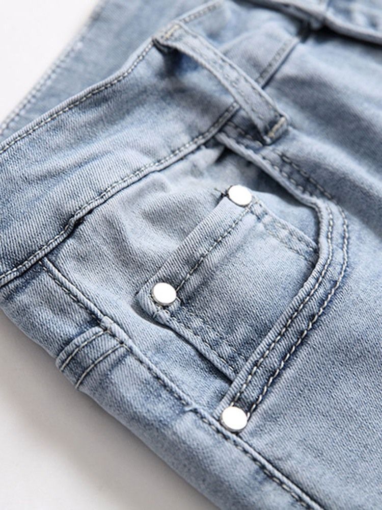 Skriv Ut Letter Zipper Casual Jeans