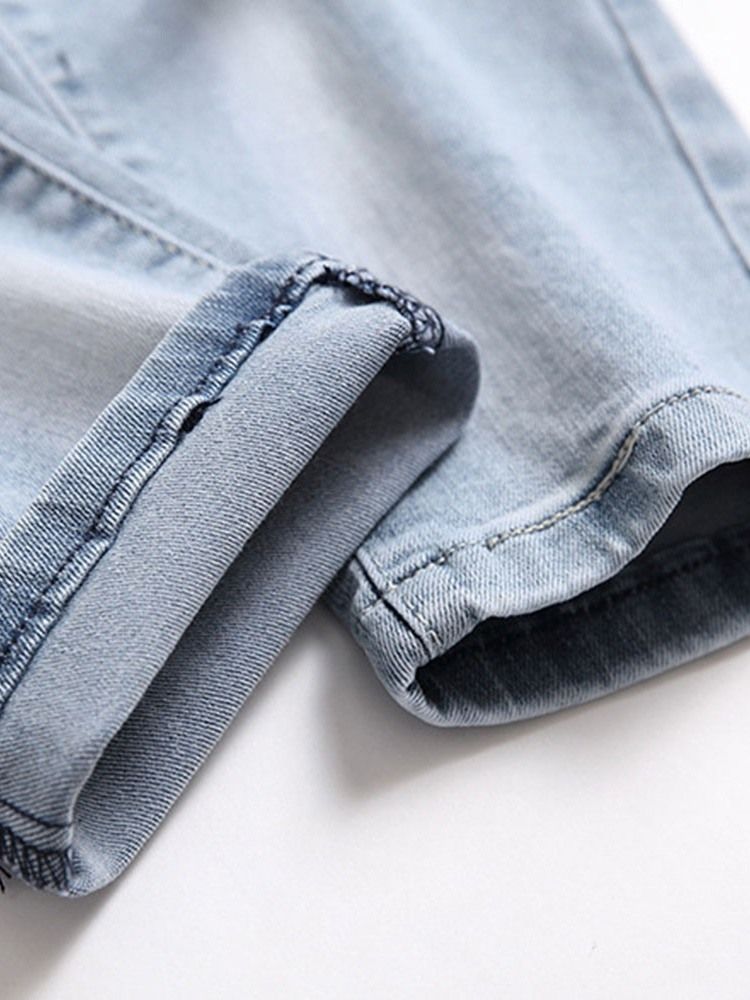 Skriv Ut Letter Zipper Casual Jeans