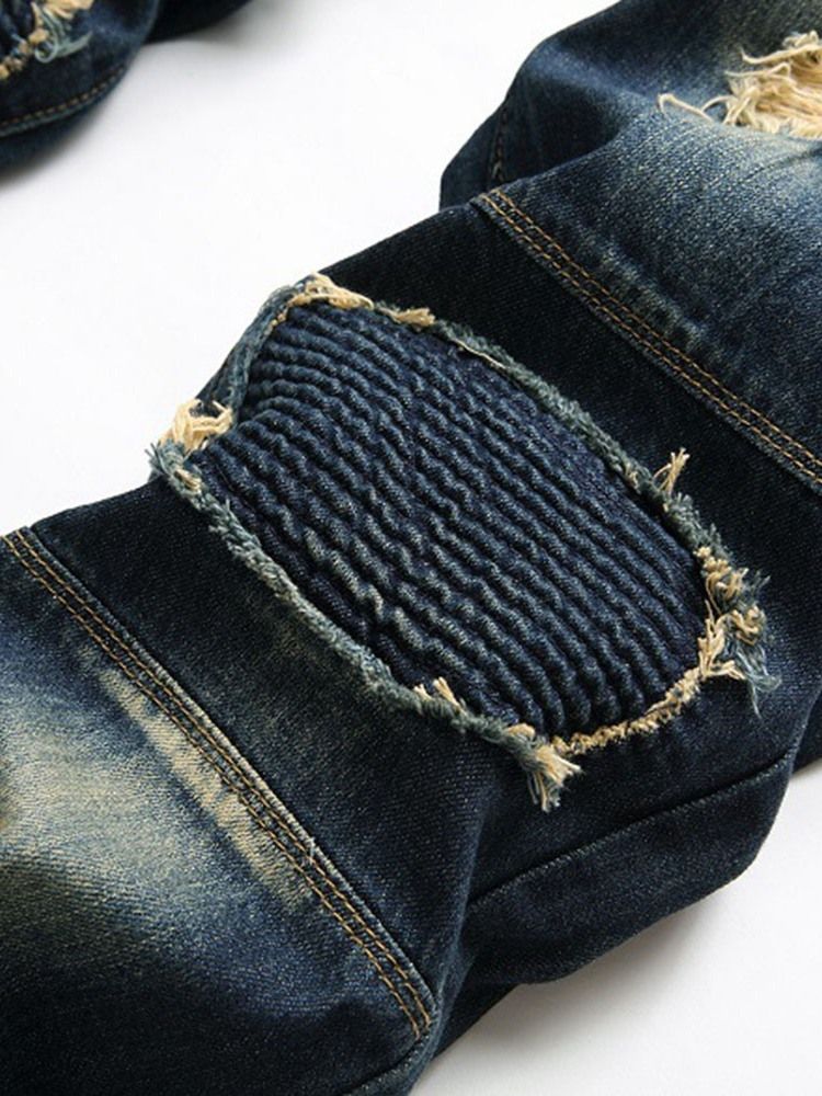 Sliten Rak Dragkedja Med Mitten Av Midjan Herrjeans