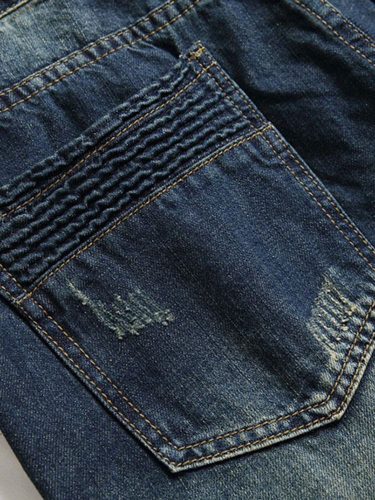 Sliten Rak Dragkedja Med Mitten Av Midjan Herrjeans