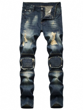Sliten Rak Dragkedja Med Mitten Av Midjan Herrjeans