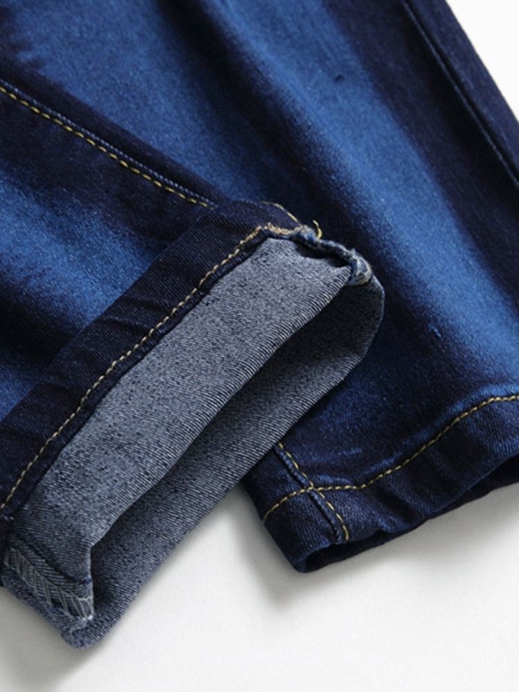 Sliten Rak Dragkedja Vintage Jeans För Män