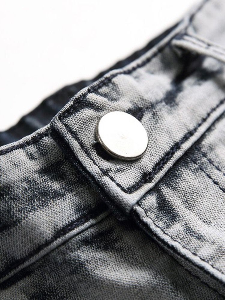 Slitna Color Block Rak Dragkedja European Jeans För Män