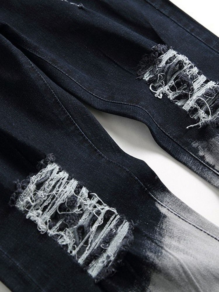 Slitna Color Block Rak Dragkedja European Jeans För Män