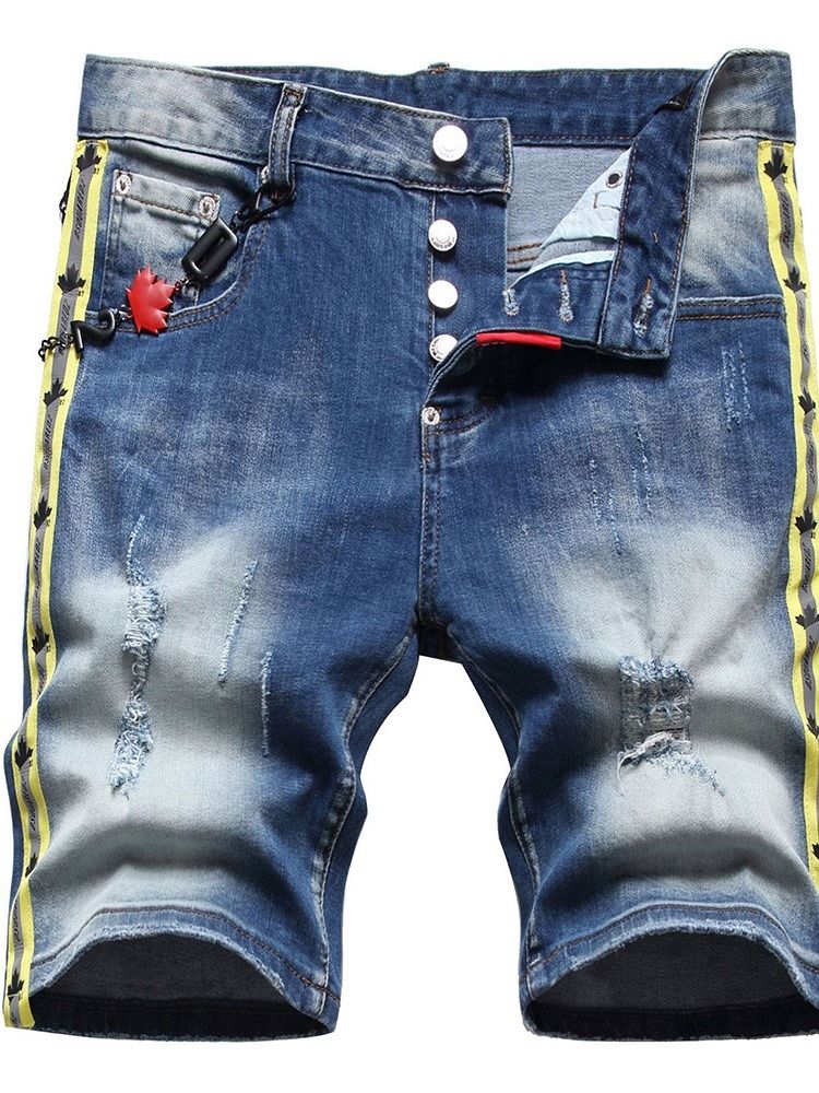 Slitna Colour Block Mid Waist Button Jeans