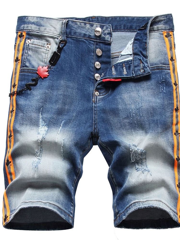 Slitna Colour Block Mid Waist Button Jeans