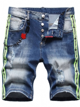 Slitna Colour Block Mid Waist Button Jeans