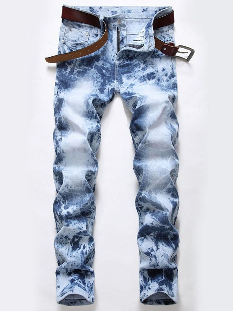 Slitna Jeans Med Dragkedja I Mitten Av Midjan