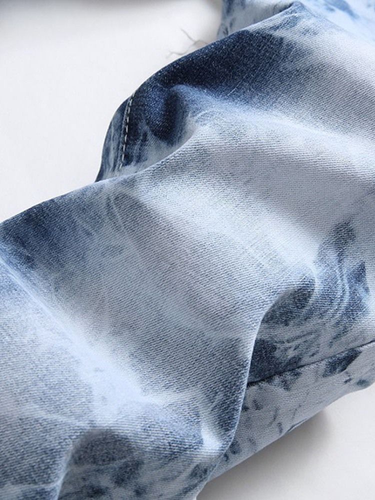 Slitna Jeans Med Dragkedja I Mitten Av Midjan