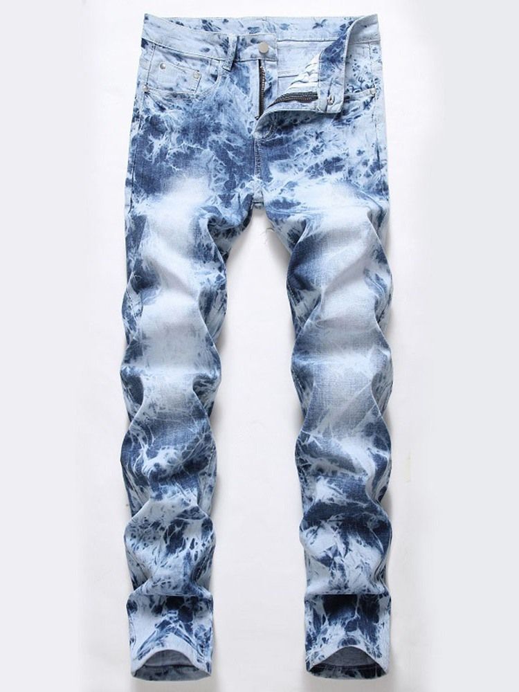 Slitna Jeans Med Dragkedja I Mitten Av Midjan