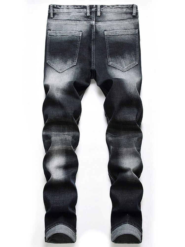Slitna Jeans Med Rak Dragkedja I Mitten Av Midjan