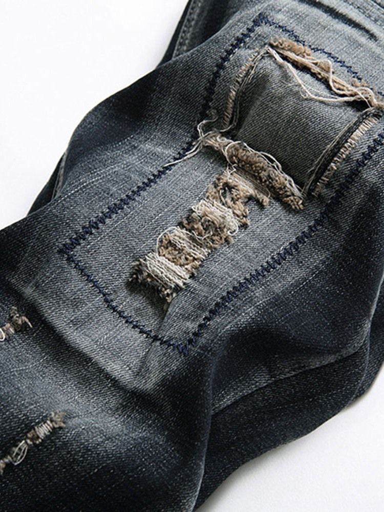 Slitna Jeans Med Rak Dragkedja I Mitten Av Midjan