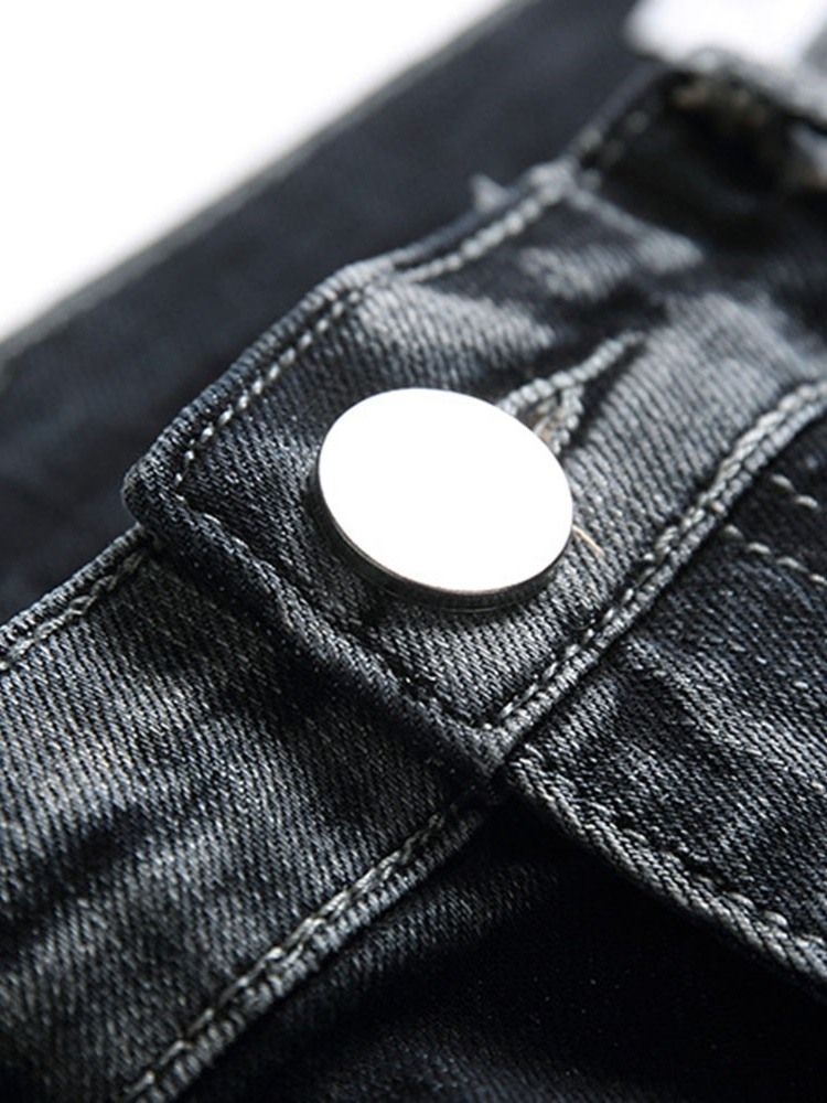 Slitna Jeans Med Rak Dragkedja I Mitten Av Midjan