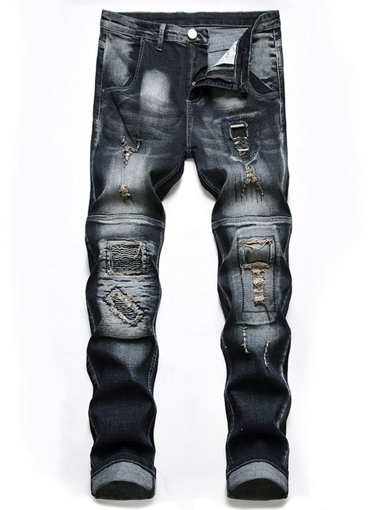 Slitna Jeans Med Rak Dragkedja I Mitten Av Midjan