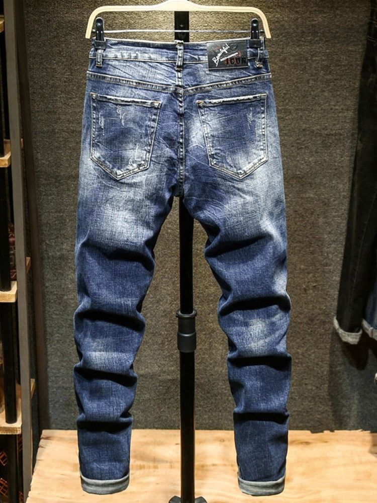 Slitna Letter Pencil Byxor Dragkedja European Jeans