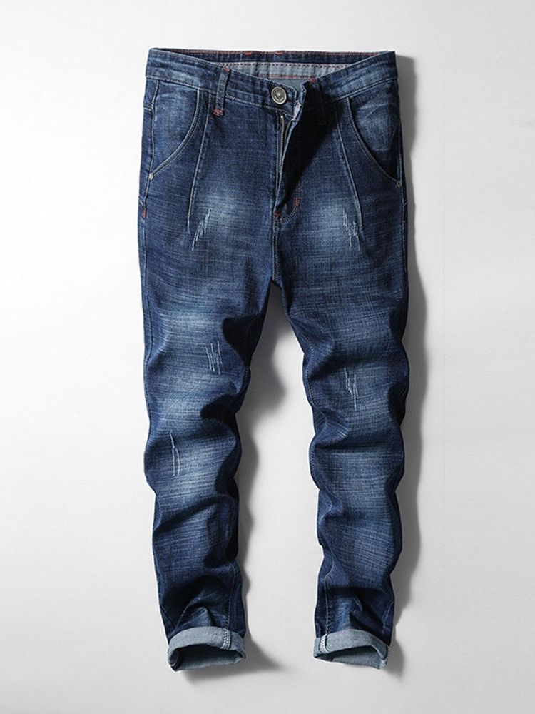 Slitna Pencil Byxor Mid Waist Zipper Casual Jeans