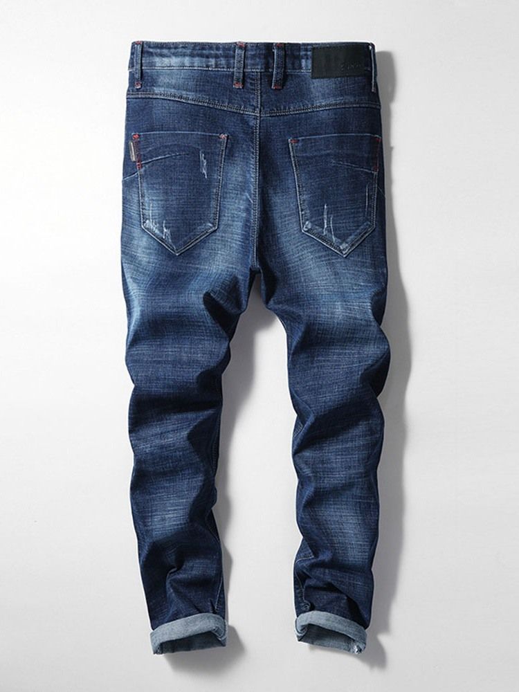 Slitna Pencil Byxor Mid Waist Zipper Casual Jeans