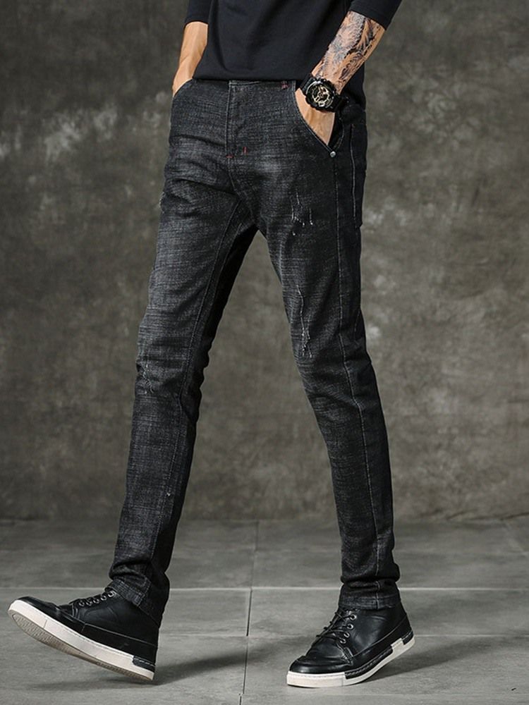 Slitna Pencil Pants European Mid Waist Jeans