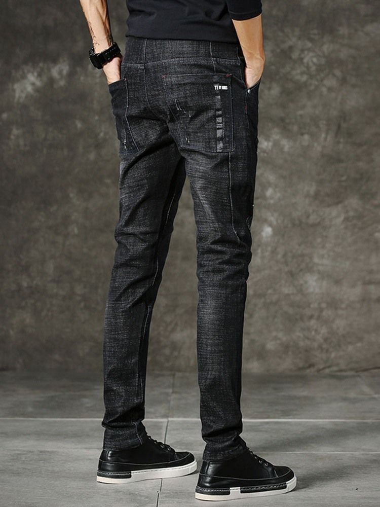 Slitna Pencil Pants European Mid Waist Jeans