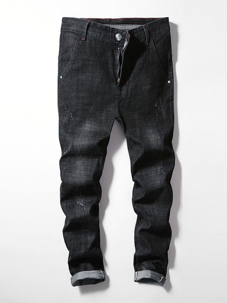 Slitna Pencil Pants European Mid Waist Jeans