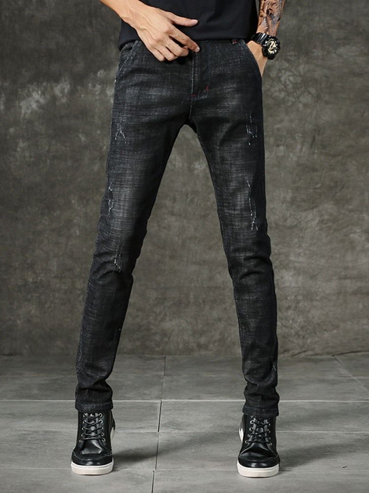 Slitna Pencil Pants European Mid Waist Jeans