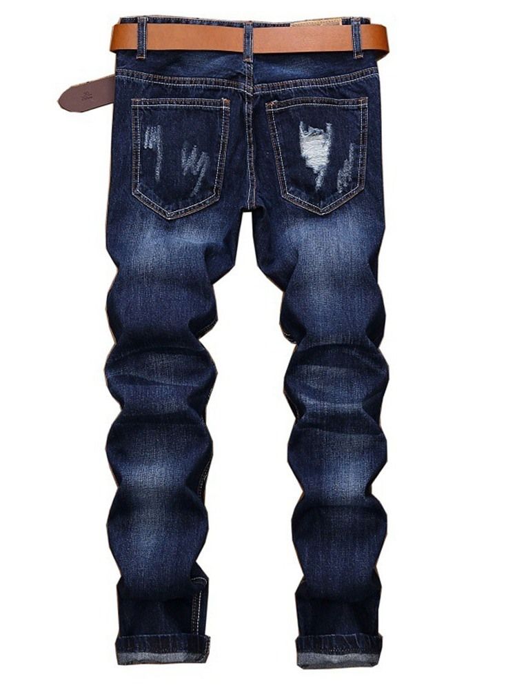 Slitna Raka Dragkedja Europeiska Jeans För Män