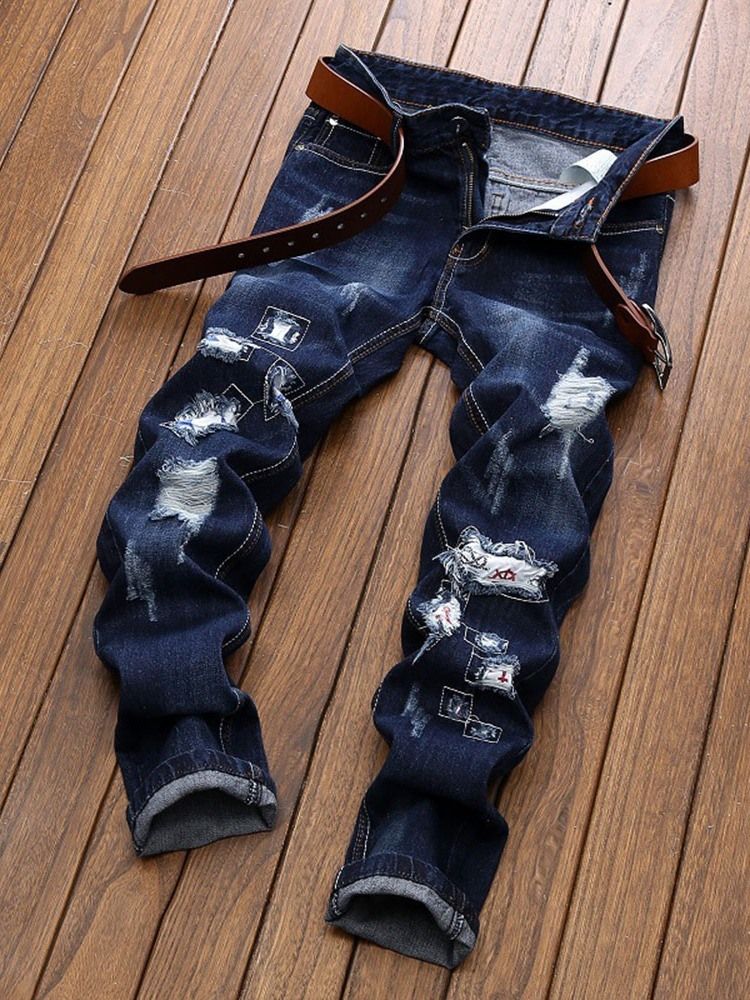 Slitna Raka Dragkedja Europeiska Jeans För Män