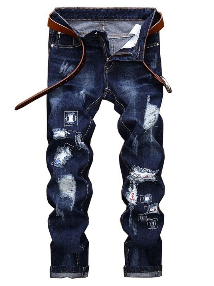 Slitna Raka Dragkedja Europeiska Jeans För Män