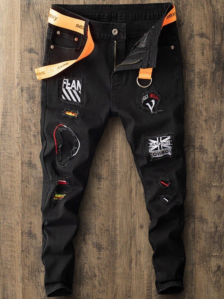 Slitna Raka Jeans Med Dragkedja I Mitten Av Midjan