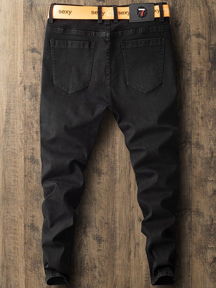 Slitna Raka Jeans Med Dragkedja I Mitten Av Midjan