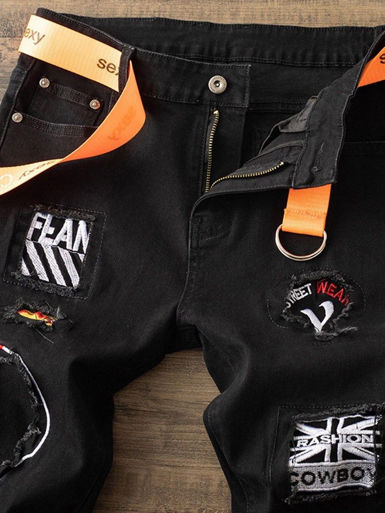 Slitna Raka Jeans Med Dragkedja I Mitten Av Midjan