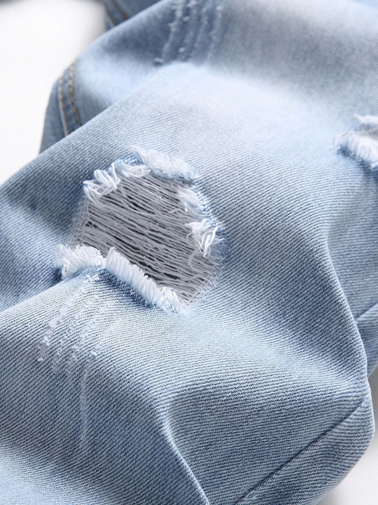 Slitna Raka Vanligt Blixtlås Mid Midja Jeans För Män