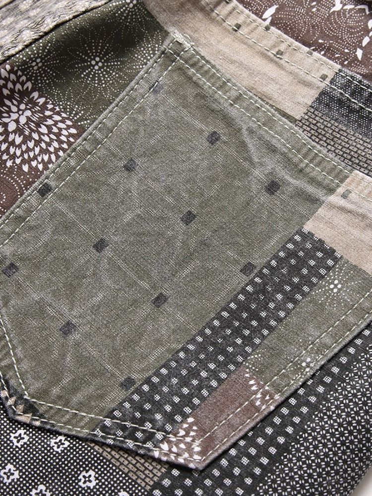 Straight Print Mid Waist Zipper Herrjeans