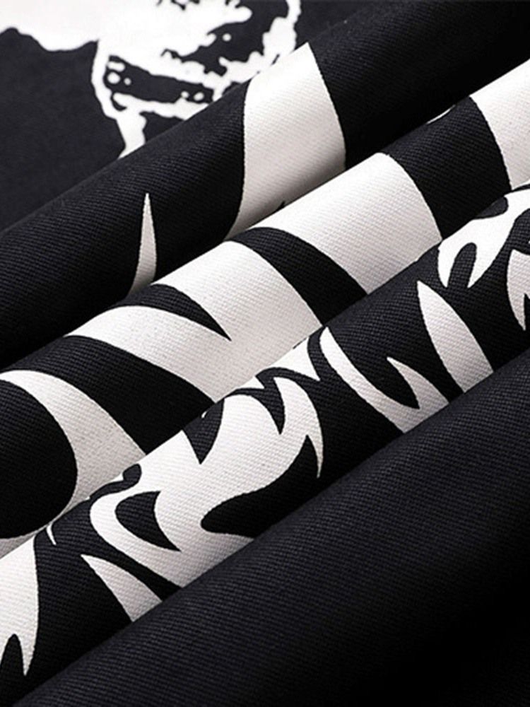 Straight Print Zipper European Jeans