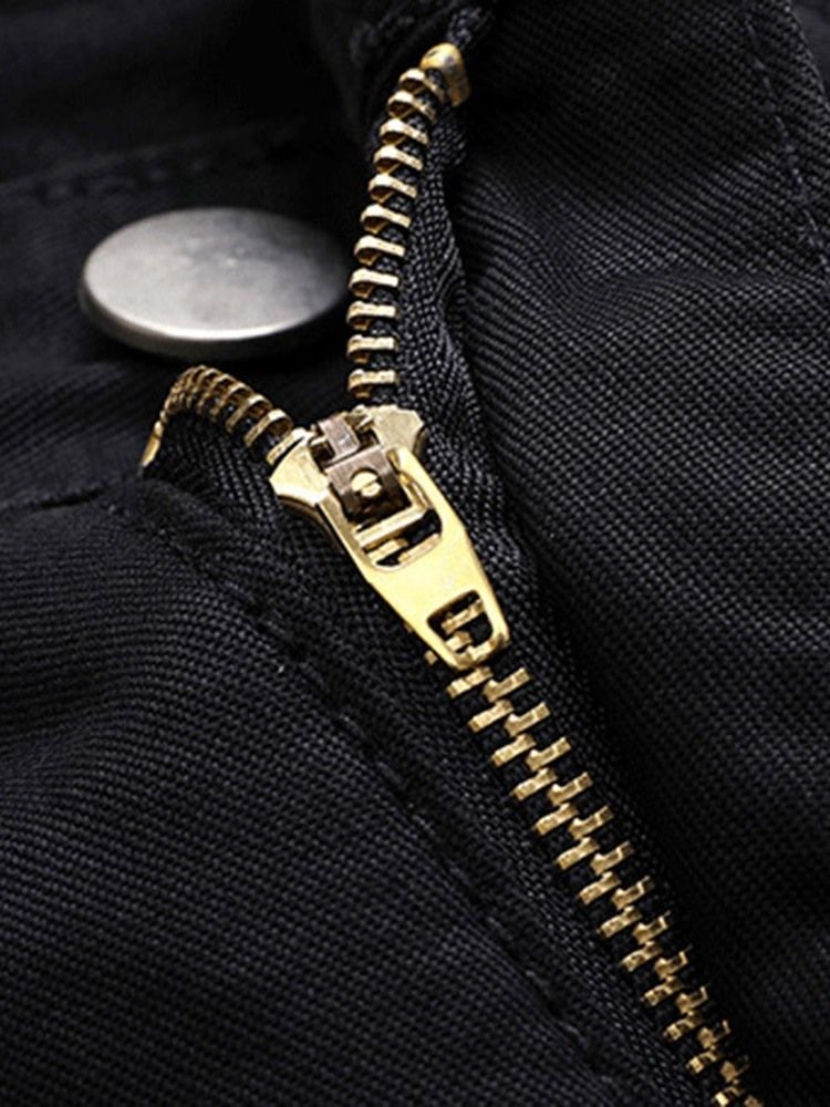 Straight Print Zipper European Jeans