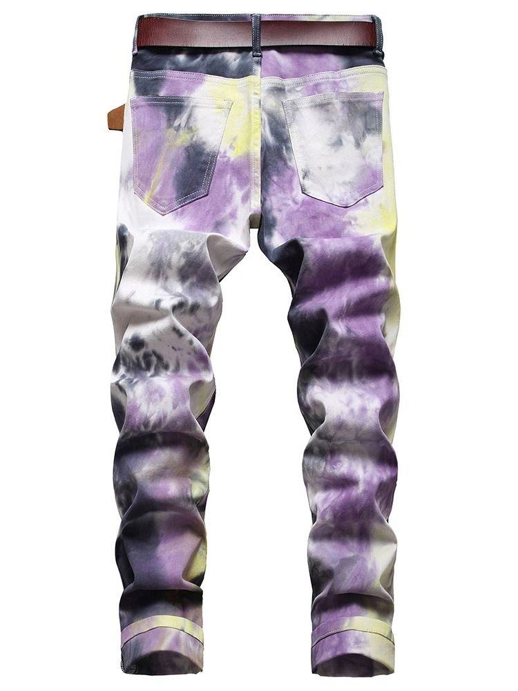 Tie-Dye Jeans Med Rak Dragkedja I Mitten Av Midjan