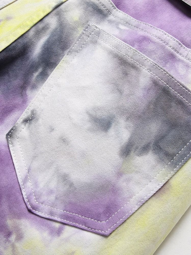 Tie-Dye Jeans Med Rak Dragkedja I Mitten Av Midjan
