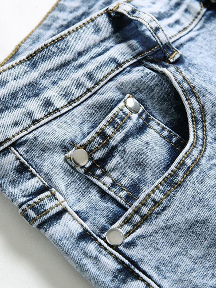Tryck European Jeans Med Rak Dragkedja