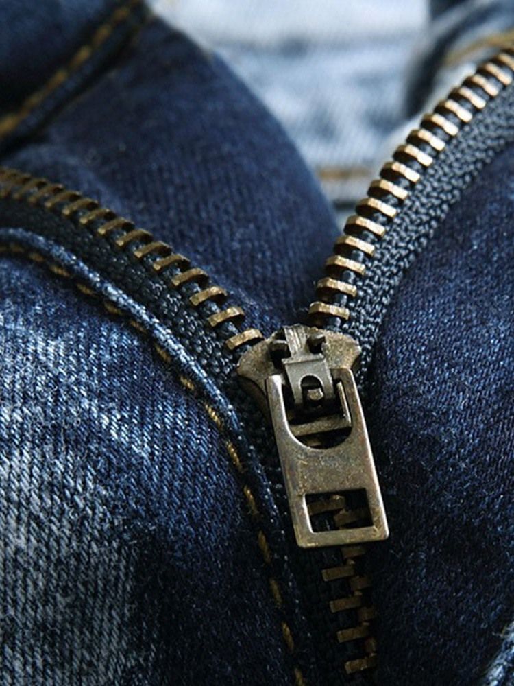 Tryck European Jeans Med Rak Dragkedja