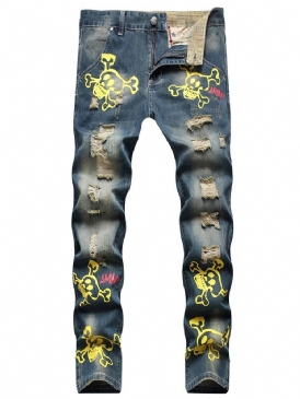Tryck Raka Hip Hop Zipper Jeans